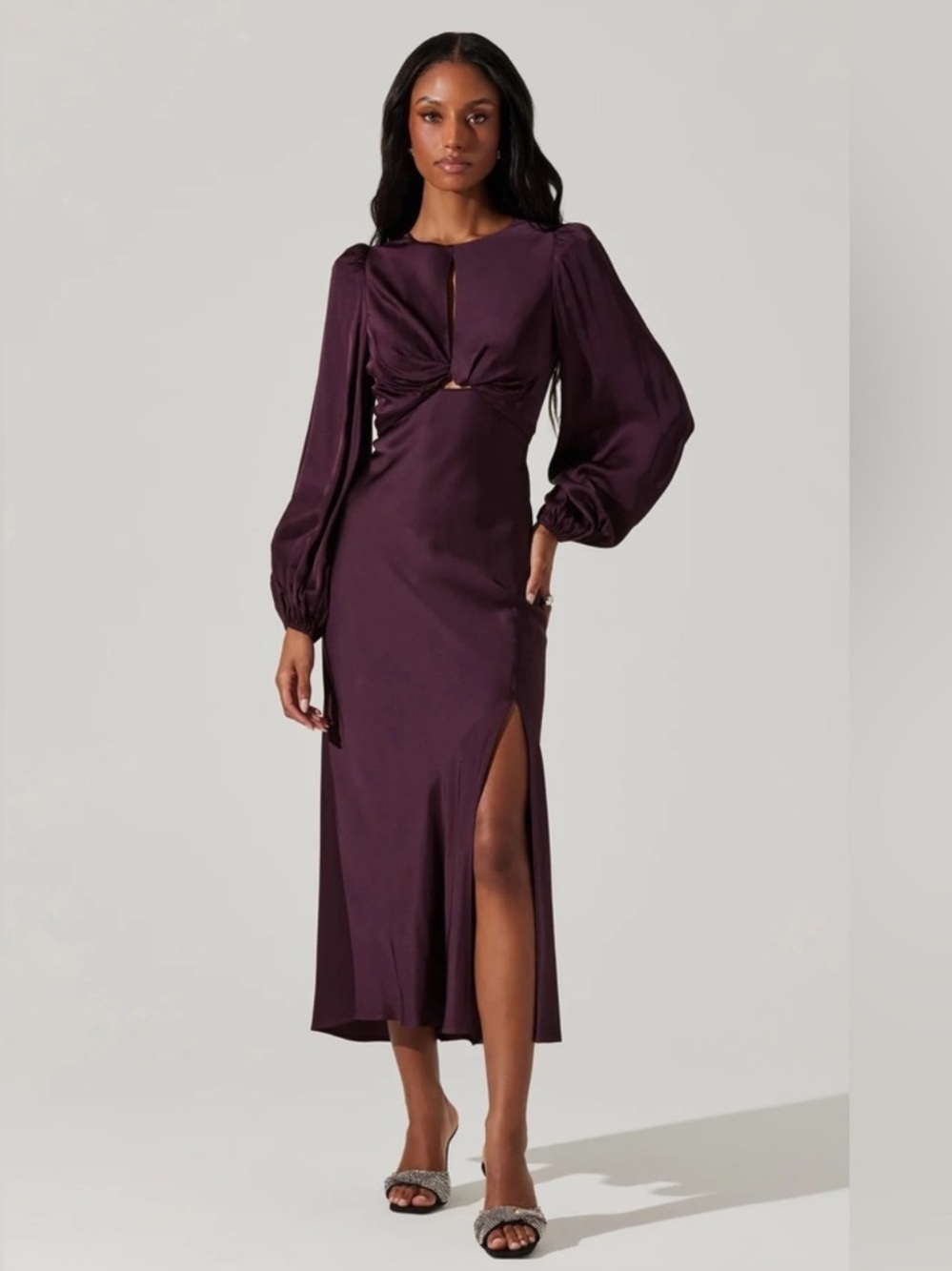 NWT ASTR The Label Suzy Satin Cutout Maxi Dress Size L